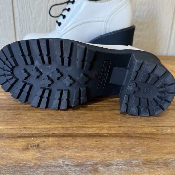 NWOT Arizona Jean Company White Chunky Lace Up Heel Block Shoes, Size‎ 6.5M Y2K - Picture 4 of 9